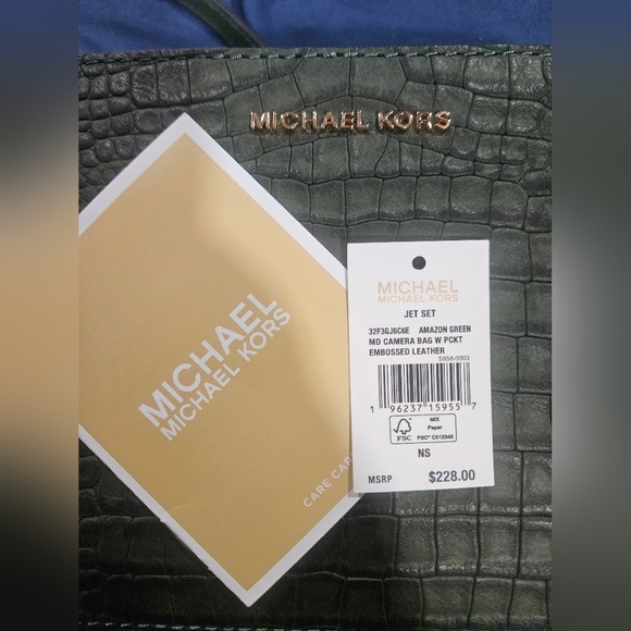 Michael Kors Amazon Green Crocodile Embossed Crossbody Bag - NWT - Picture 11 of 12